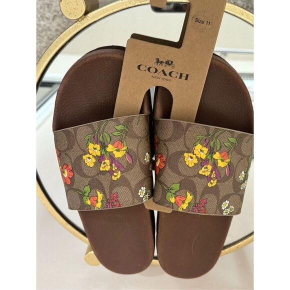 Coach NWT Floral Logo Slide Sandals size 11 - Picture 1 of 6